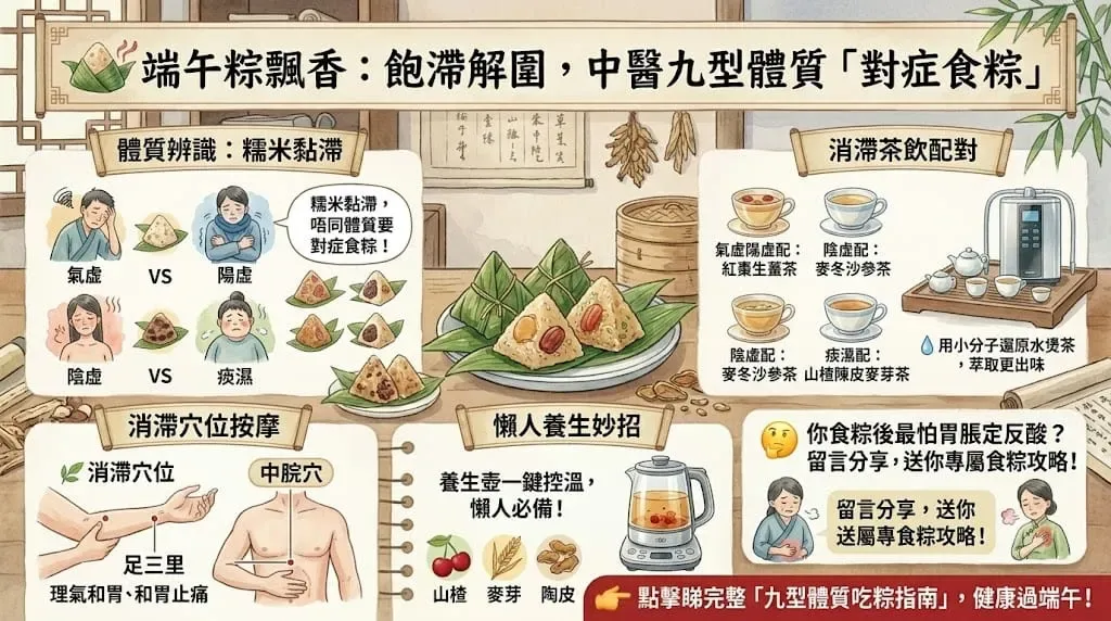 端午粽飄香,脾胃要「識食」|中醫拆解不同體質吃粽攻略+消滯茶飲穴位按摩