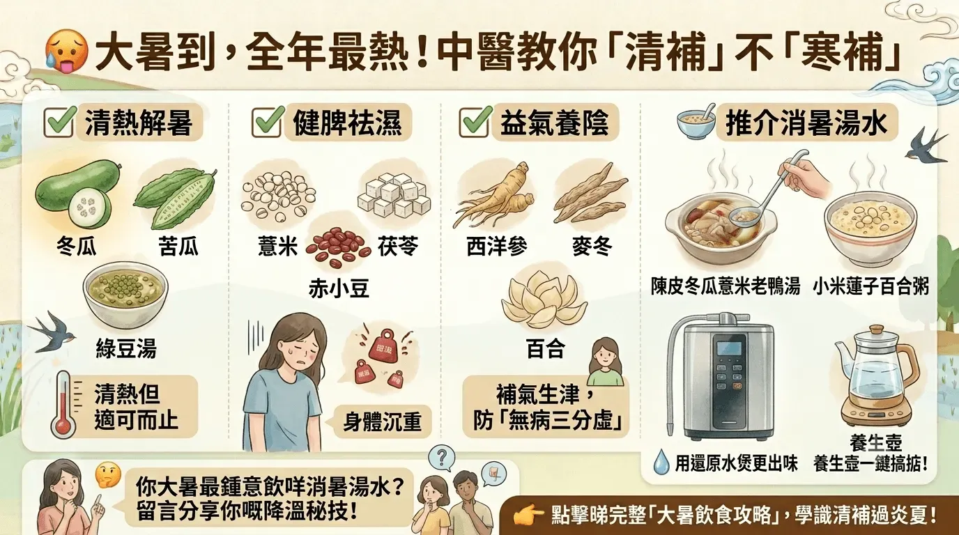 大暑飲食智慧:「清補」不「寒補」——中醫教你食出清涼,健脾祛濕過長夏