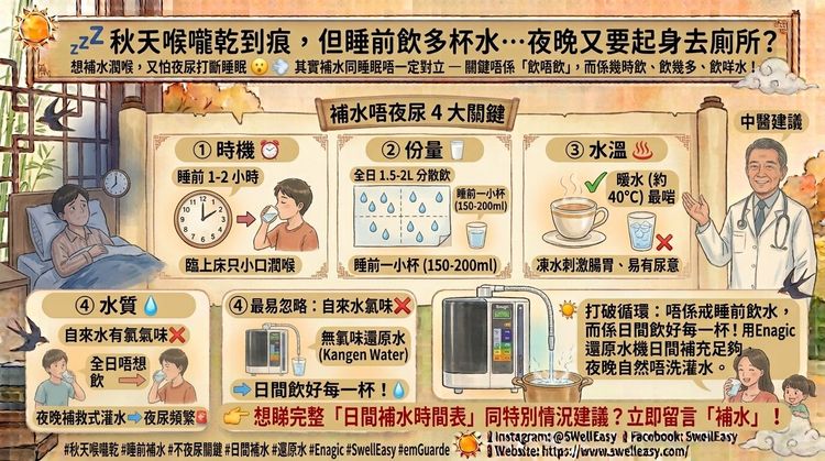 睡前飲水都會影響睡眠?中醫教你「補水唔夜尿」4 大關鍵,瞓得深又潤