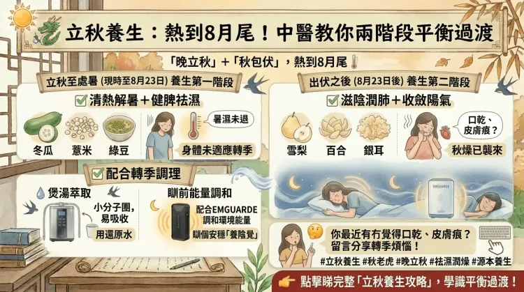 2026「晚立秋」撞正「秋老虎」!暑濕未退燥邪起,中醫教你平衡養生